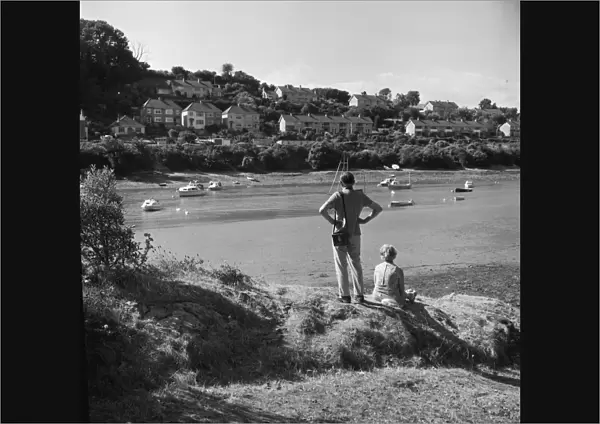 View of Malpas from Tregothnan landing side, St Michael Penkivel, Cornwall. 1975