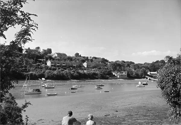 View of Malpas from Tregothnan landing, St Michael Penkivel, Cornwall. 1975