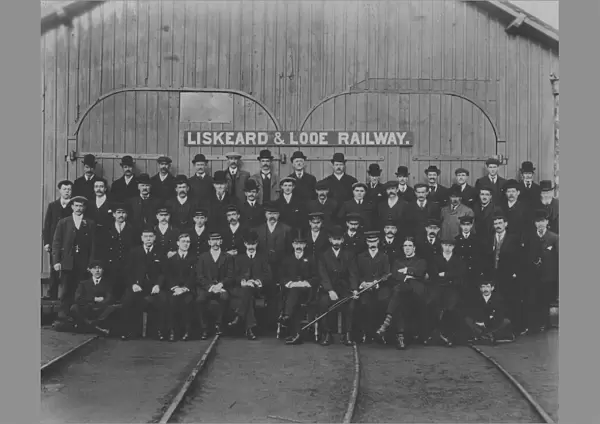 Liskeard and Looe Railway Staff, Wagon Repair Works, Moorswater, Liskeard, Cornwall. December 1908