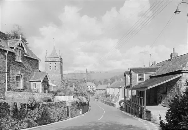A view along the village street from the Padstow side, Little Petherick, Cornwall. 1968