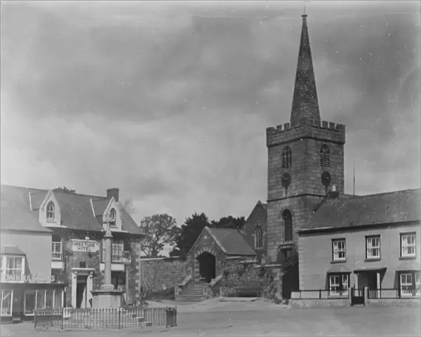 The Square and church, Churchtown, St Keverne, Cornwall. After 1920