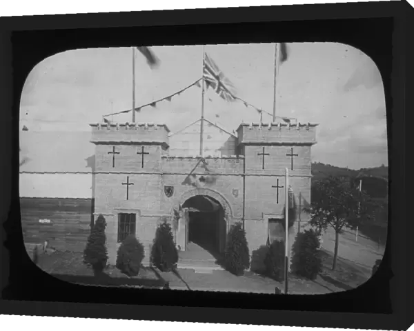 Exhibition entrance, Cornwall County Fisheries Exhibition, Truro, Cornwall. July to August 1893