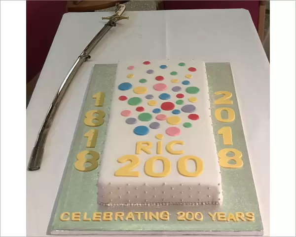 Royal Institution of Cornwalls bicentenary celebration cake, Royal Cornwall Museum, River Street, Truro, Cornwall. 5th February 2018