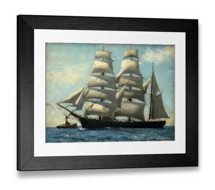 Framed Print : Barque in Full Sail Dropping Her Tug, Henry Scott Tuke (1858-1929)