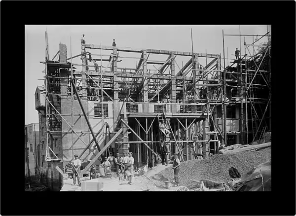 Building the HTP warehouse on Malpas Road, Truro, Cornwall. Around 1911