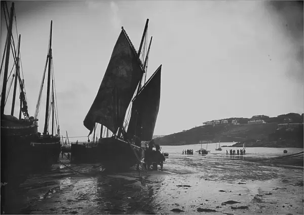 Fishing boats, St Ives harbour, Cornwall. 1904