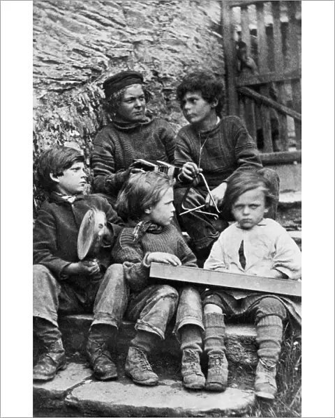 Five young boys, Polperro, Cornwall. 1860-1870s