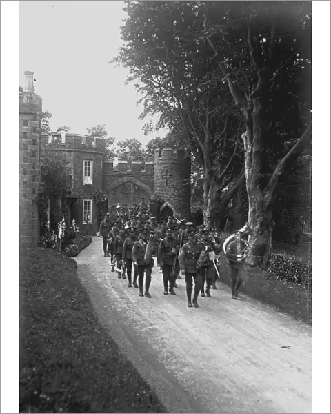DCLI recruiting march, Caerhays Castle, St Michael Caerhays, Cornwall. 13th July 1915