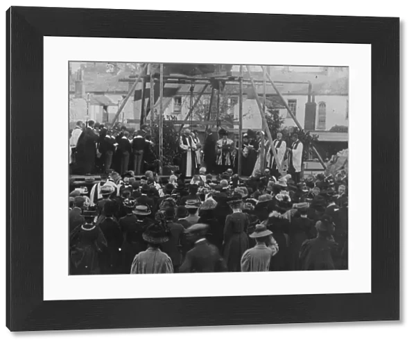Laying the foundation stone of the Cathedral School, Cathedral Green, Truro, Cornwall. 21st October 1908