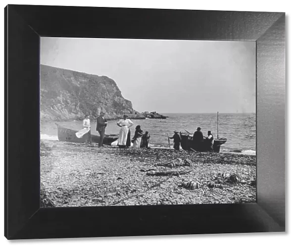 The beach at Porthallow, St Keverne, Cornwall. Early 1900s