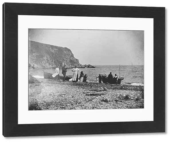 The beach at Porthallow, St Keverne, Cornwall. Early 1900s