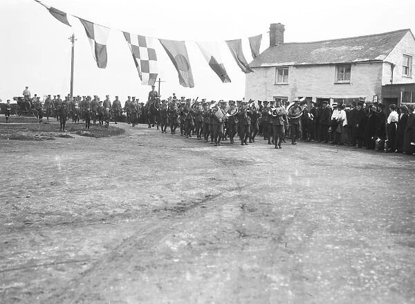 3rd DCLI recruiting march at Lizard Green, Landewednack, Cornwall. 29th June 1915