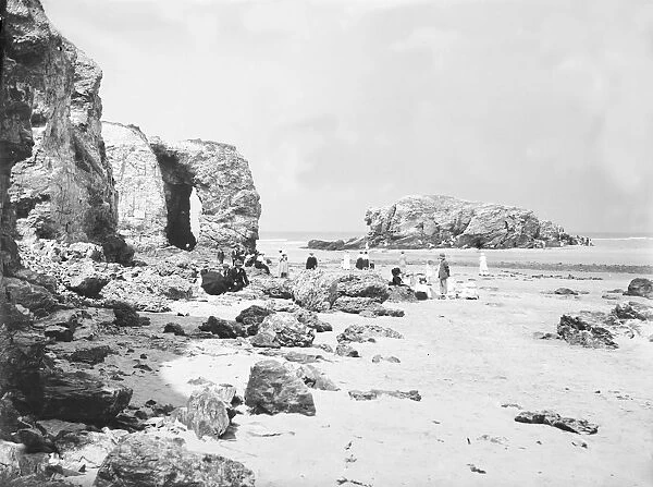Arch and Chapel Rock (including Lion Rock), Perranporth, Perranzabuloe, Cornwall. Early 1900s