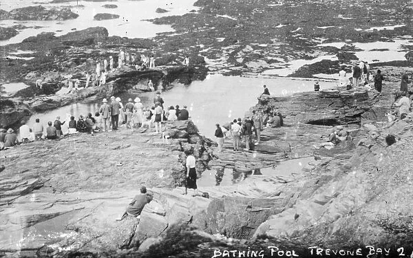 The bathing pool at Newtrain Bay, Trevone, Padstow, Cornwall. Early 1900s