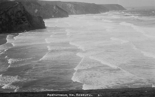 The beach and cliffs, Porthtowan, Cornwall. Probably early to mid 1900s