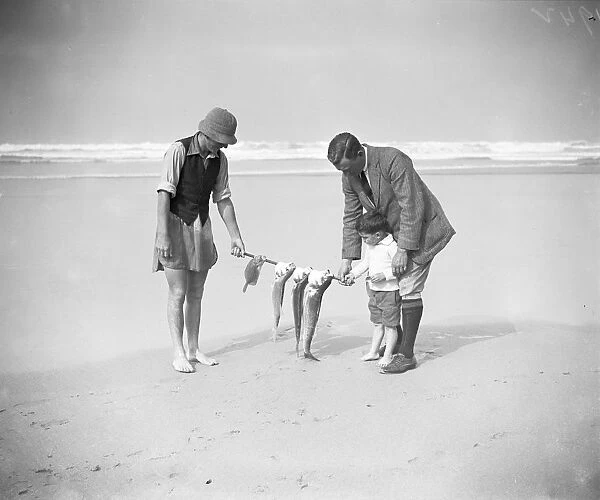 The beach, Perranporth, Perranzabuloe, Cornwall. 1921