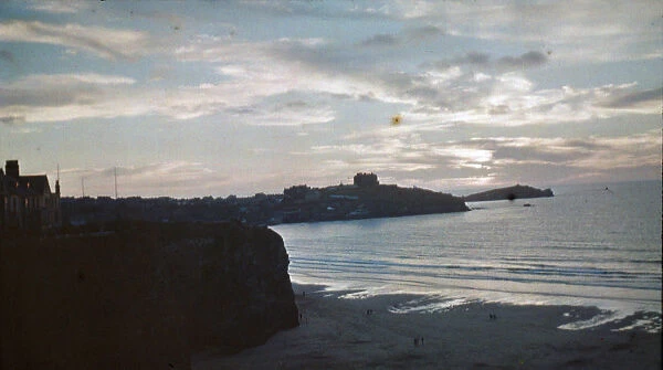 Beach scene at Newquay, Cornwall. Around 1925