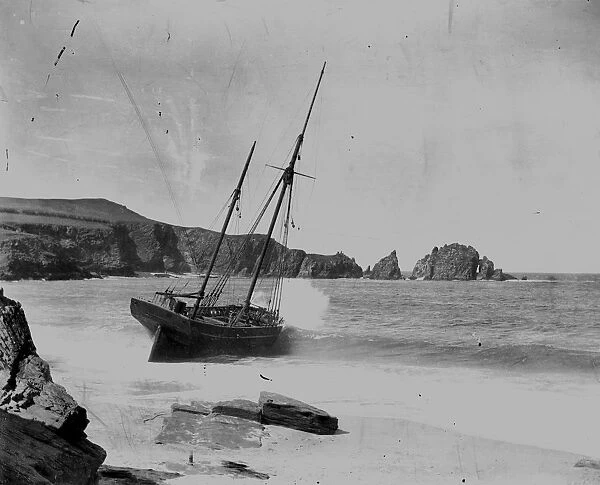 Belt of Beaumaris, beached at Mother Iveys Bay, Trevose Head, St Merryn, Cornwall. Probably 1906