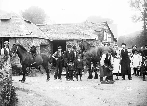 Blacksmiths shop in Grampound, Cornwall. Early 1900s