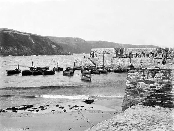 Boats in Gorran Haven harbour, Cornwall. 7th June 1909