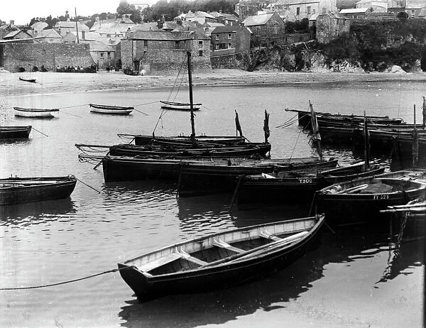 Boats in the harbour, Gorran Haven, Cornwall. Probably early 1900s