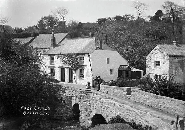 The bridge and Post Office at Bolingey, Perranzabuloe, Cornwall. Early 1900s