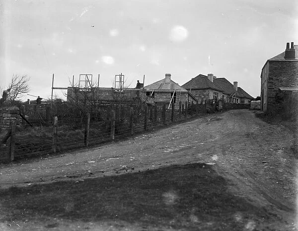 Bungalows under construction, Perranporth, Perranzabuloe, Cornwall. Around 1920s