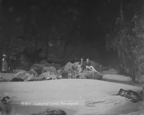 Cathedral Caves, Perranporth, Perranzabuloe, Cornwall. Probably 1920s