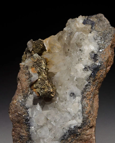 Chalcopyrite with Calcite and Galena, Staunton Harold, Leicestershire, England
