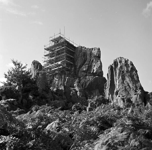 The chapel at Roche Rock under scaffolding, Roche, Cornwall. 1981