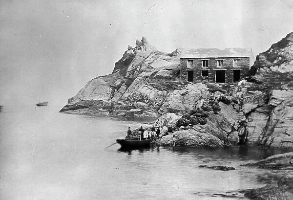 Chapel Rock  /  Peak Rock, Polperro, Cornwall. 1860s