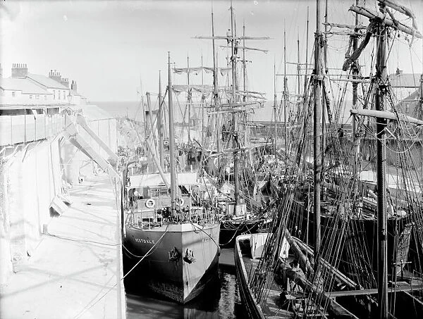 Charlestown harbour and shipping, Cornwall. 1914