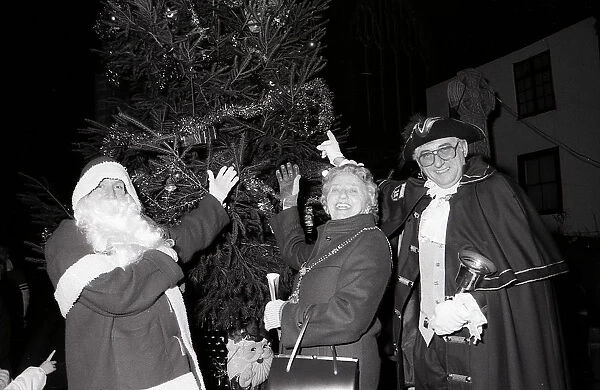 Christmas Lights, Fowey, Cornwall. December 1991