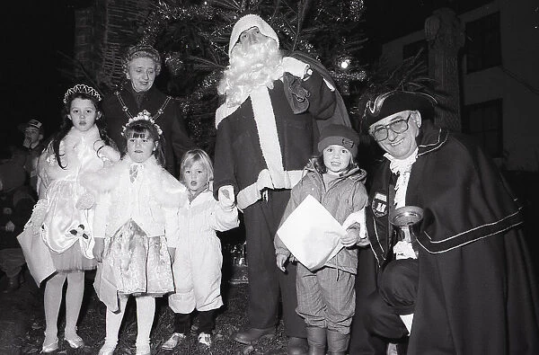 Christmas Lights, Fowey, Cornwall. December 1991