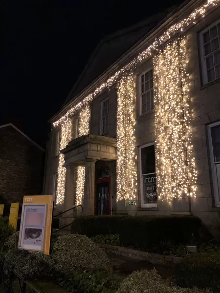 Christmas lights, Royal Cornwall Museum, River Street, Truro, Cornwall. 22nd November 2018