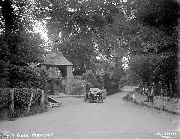 Church Lychgate, St Mawgan in Pydar, Cornwall. Around 1920