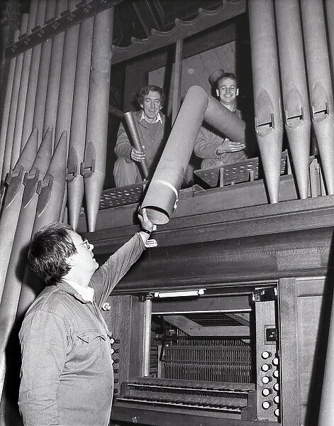 Church Organ Dismantling, Lostwithiel, Cornwall. December 1991