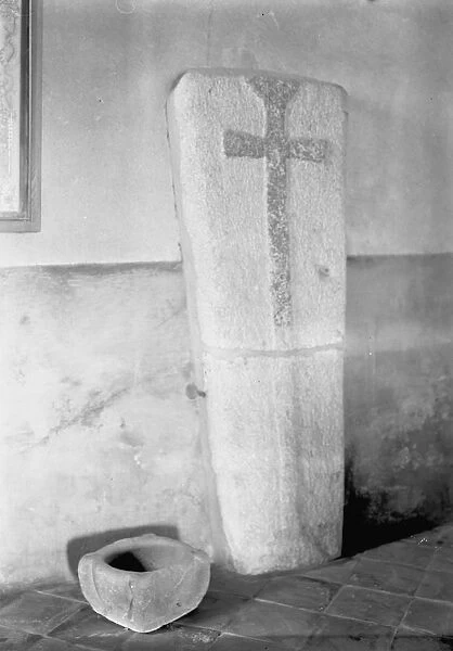 Coffin lid, Church of St Sithney, Sithney, Cornwall. April 1935