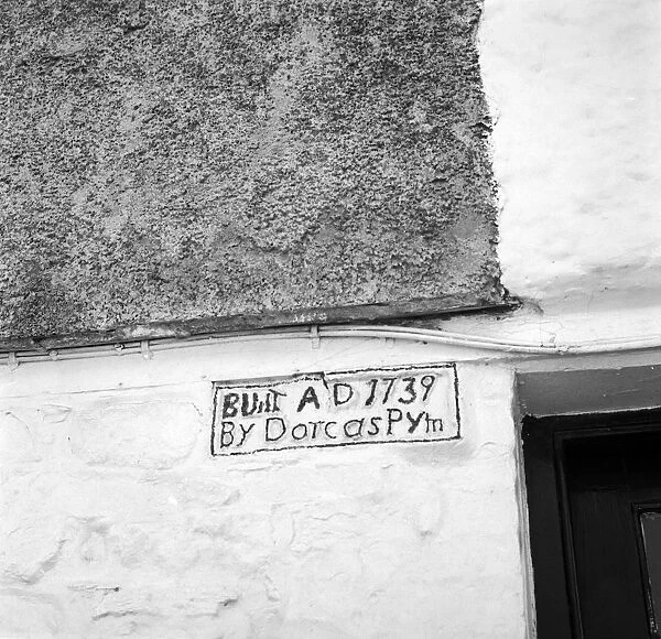 Cut-stone in cottage wall, Commercial Road, St Keverne, Cornwall. 1978