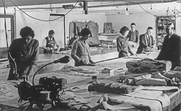 Cutting room at Crysede Island Works, St Ives, Cornwall. 23rd March 1931 or 23rd March 1936