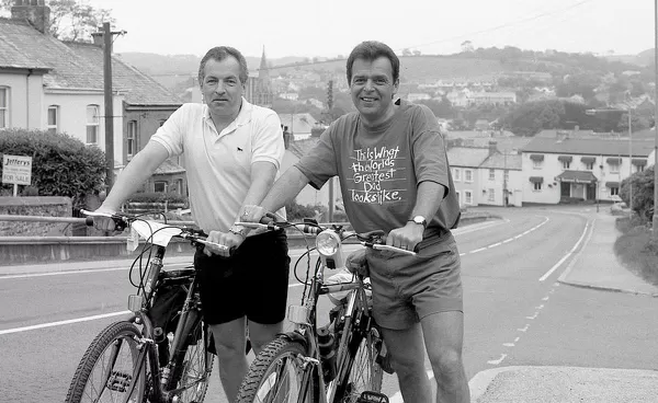 Cyclists, Lostwithiel, Cornwall. June 1991