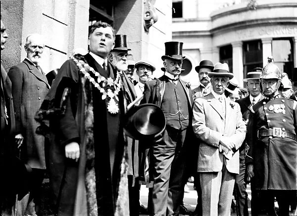 Dignitaries at the Cornwall County Fire Brigade annual demonstration, Helston, Cornwall. 19th August 1913