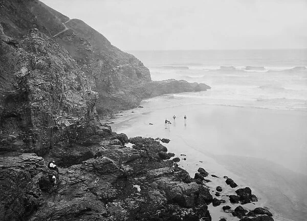 Droskyn Beach, Perranporth, Perranzabuloe, Cornwall. Early 1900s