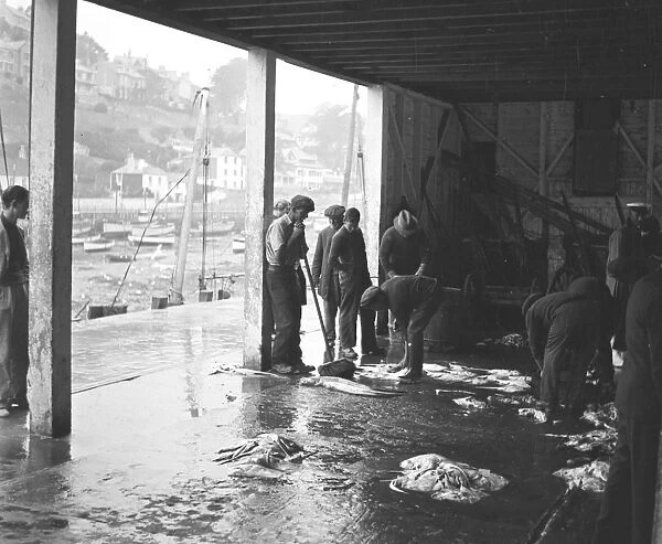 East Looe fishmarket, Looe, Cornwall. Around 1920s