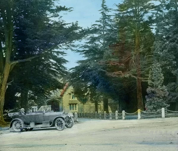 Entrance to Tregothnan lodge gate and house, near Tresillian Bridge, Tresillian, Cornwall. Around 1925