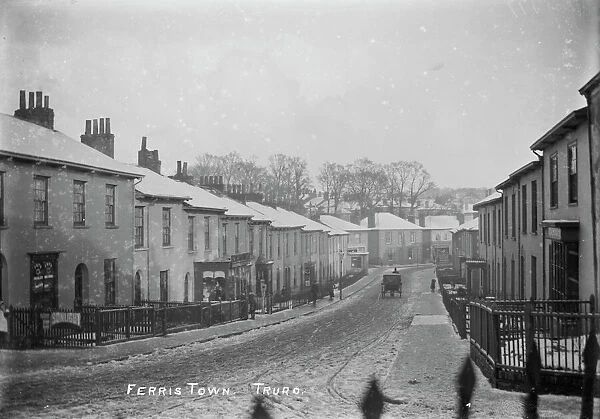 Ferris Town in the snow, Truro, Cornwall. Early 1900s