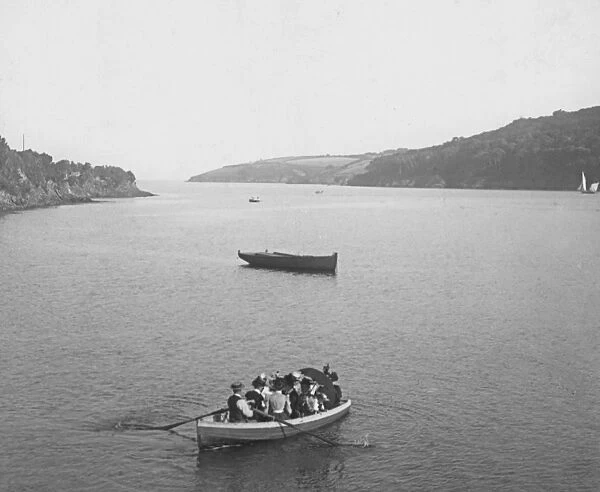 Ferryboat near the Helford Passage, Cornwall. Early 1900s