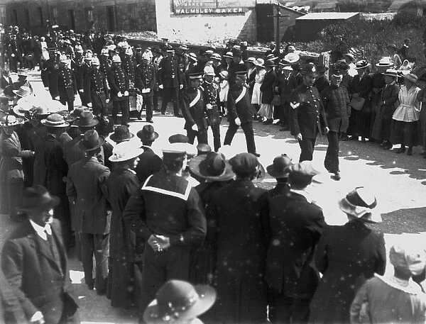 Fire Brigade funeral procession, Truro, Cornwall. Early 1900s