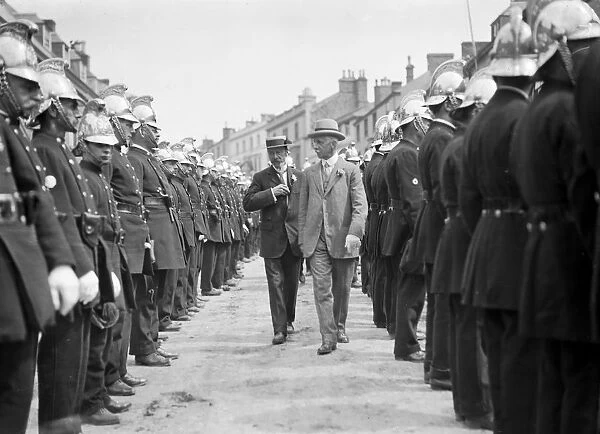 Fire Parade Inspection, Truro, Cornwall. Early 1900s