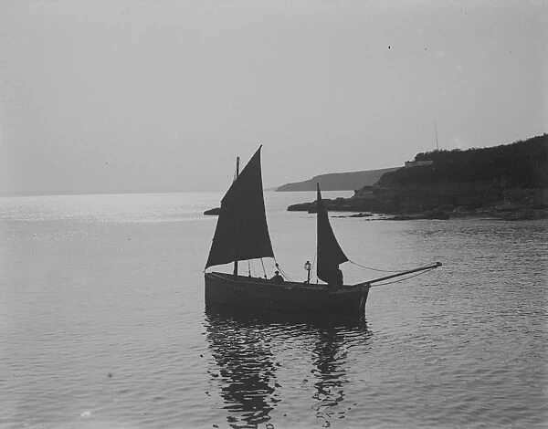 Fishing boat, probably off Porthleven, Cornwall. Undated, possibly early 1900s